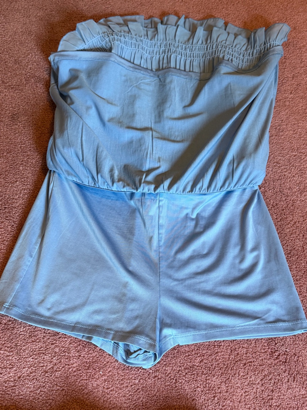 Smocked Light Blue Mini Skirt - Picture 5 of 5